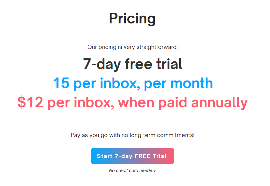 screenshot of Warmup Inbox